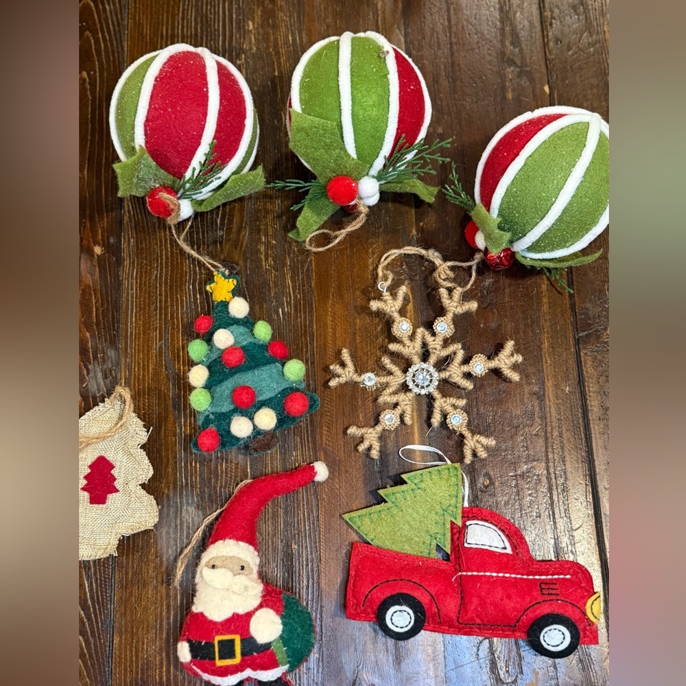 Festive Christmas Ornaments Set Rustic Farmhouse